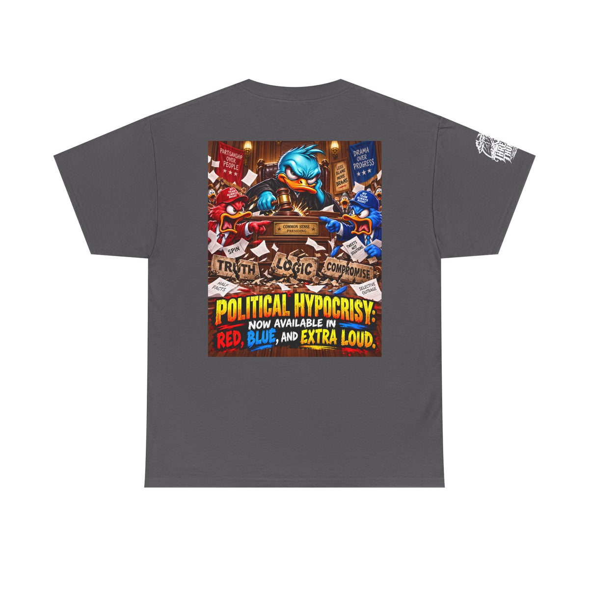 Political Hypocrisy — Red, Blue, and Extra Loud Back Graphic Tee