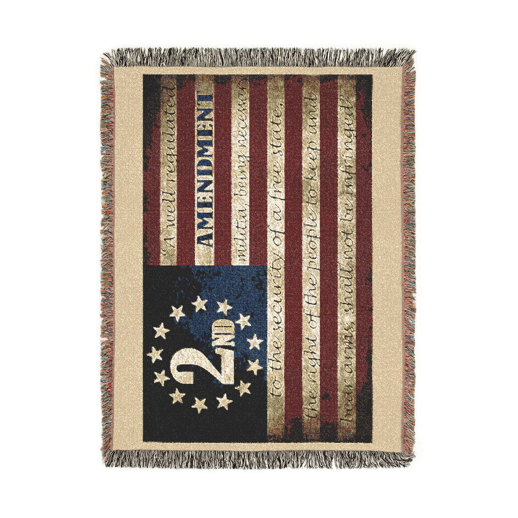 2nd Amendment American Flag Woven Blanket — Patriotic Gun Rights Throw