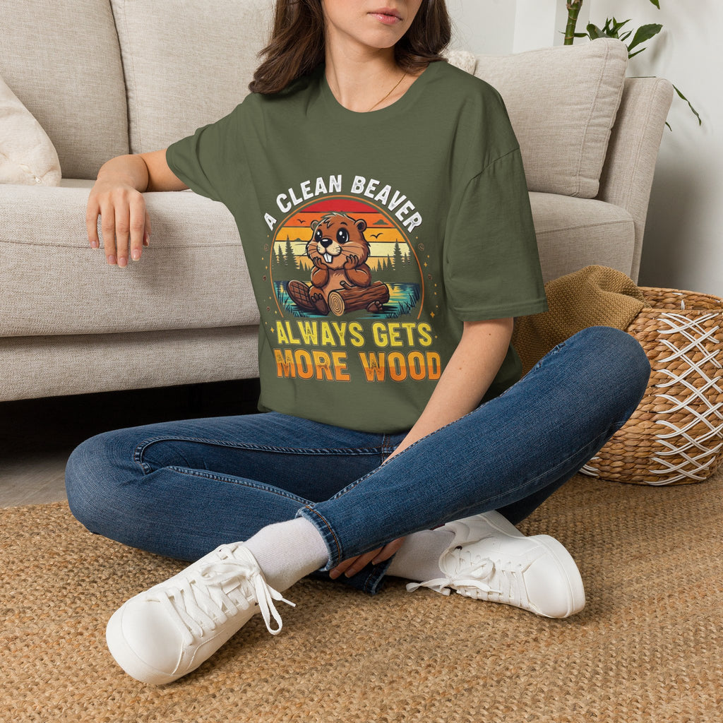 A Clean Beaver T-Shirt — "A Clean Beaver Always Gets More Wood" Retro Graphic Tee