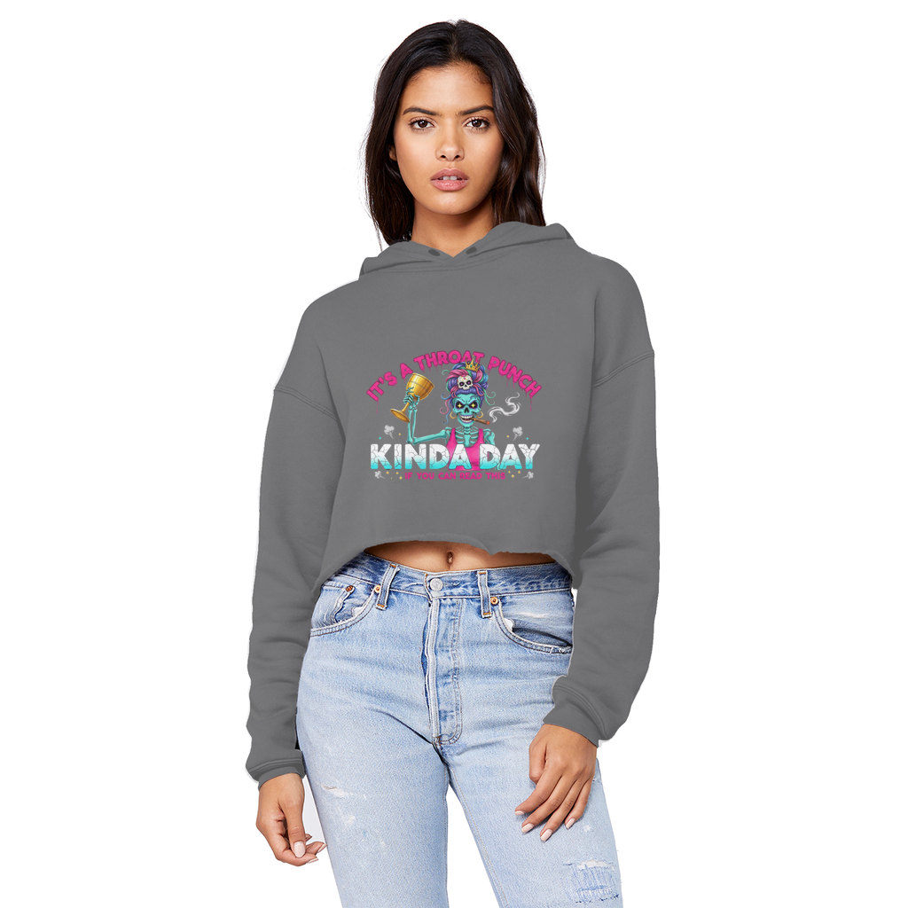 AOP Cropped Raw Edge Boyfriend Hoodie