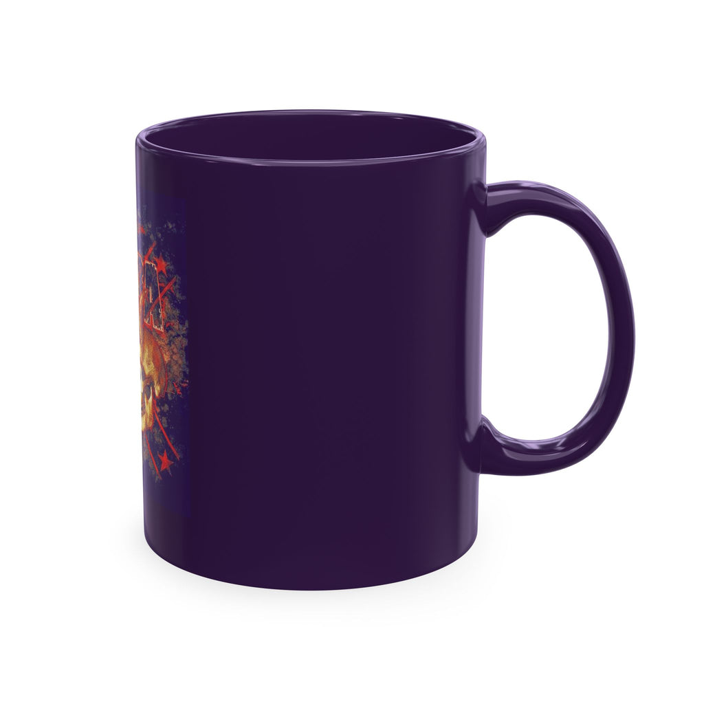 Skull Clash Ceramic Mug — Vintage Rock Tattoo Coffee Cup