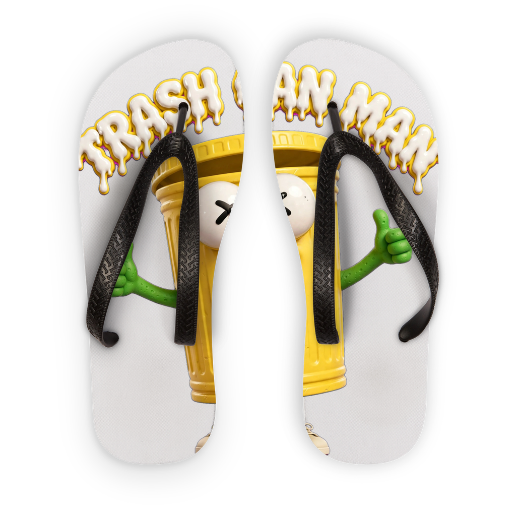 TRASH CAN MAN Adult Flip Flops