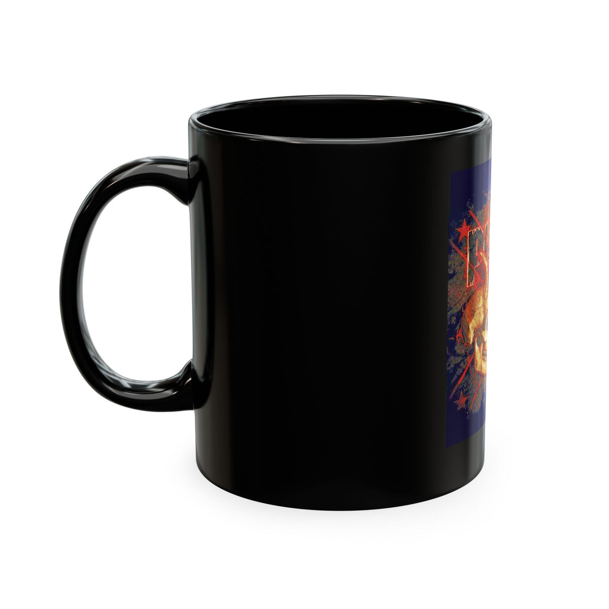 Skull Clash Ceramic Mug — Vintage Rock Tattoo Coffee Cup