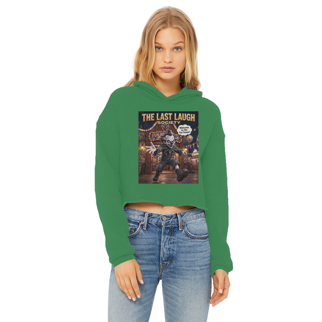 The Last Laugh Society Ladies Cropped Raw Edge Hoodie