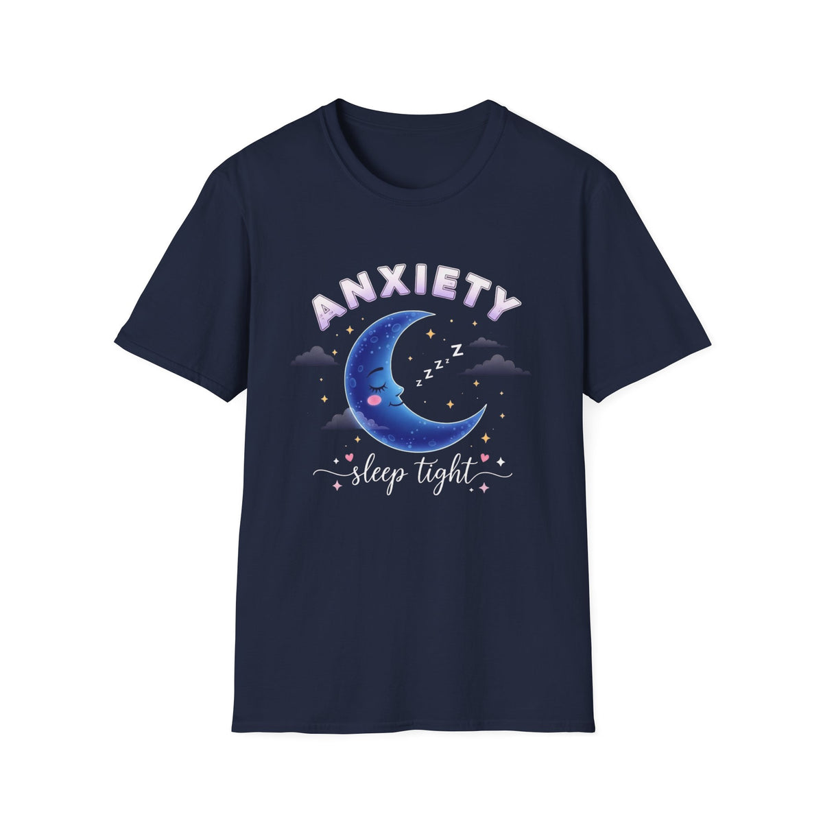 Anxiety Moon T-Shirt — 'Sleep Tight' Cute Moon & Stars Relaxation Tee
