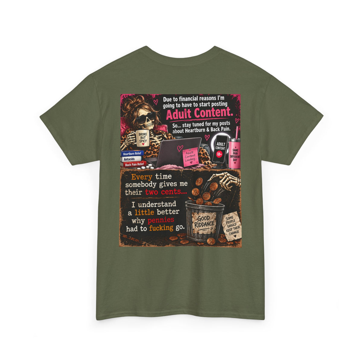 Funny 'Adult Content' Graphic Tee — Sarcastic Coffee & Cocktail Humor T-Shirt
