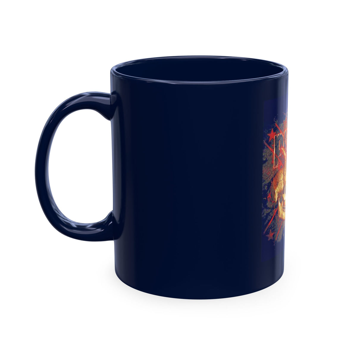 Skull Clash Ceramic Mug — Vintage Rock Tattoo Coffee Cup