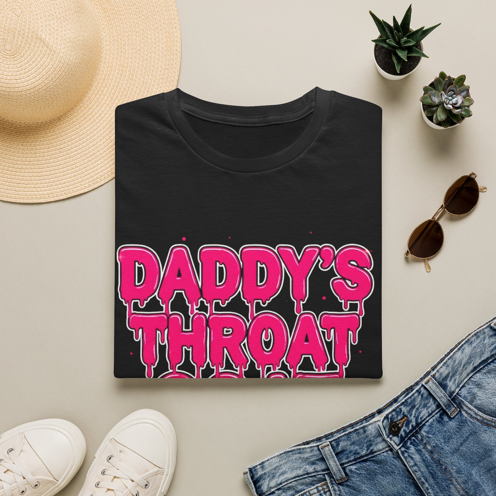 Graphic Tee — "Daddy's Throat" Drip Lettering Shirt