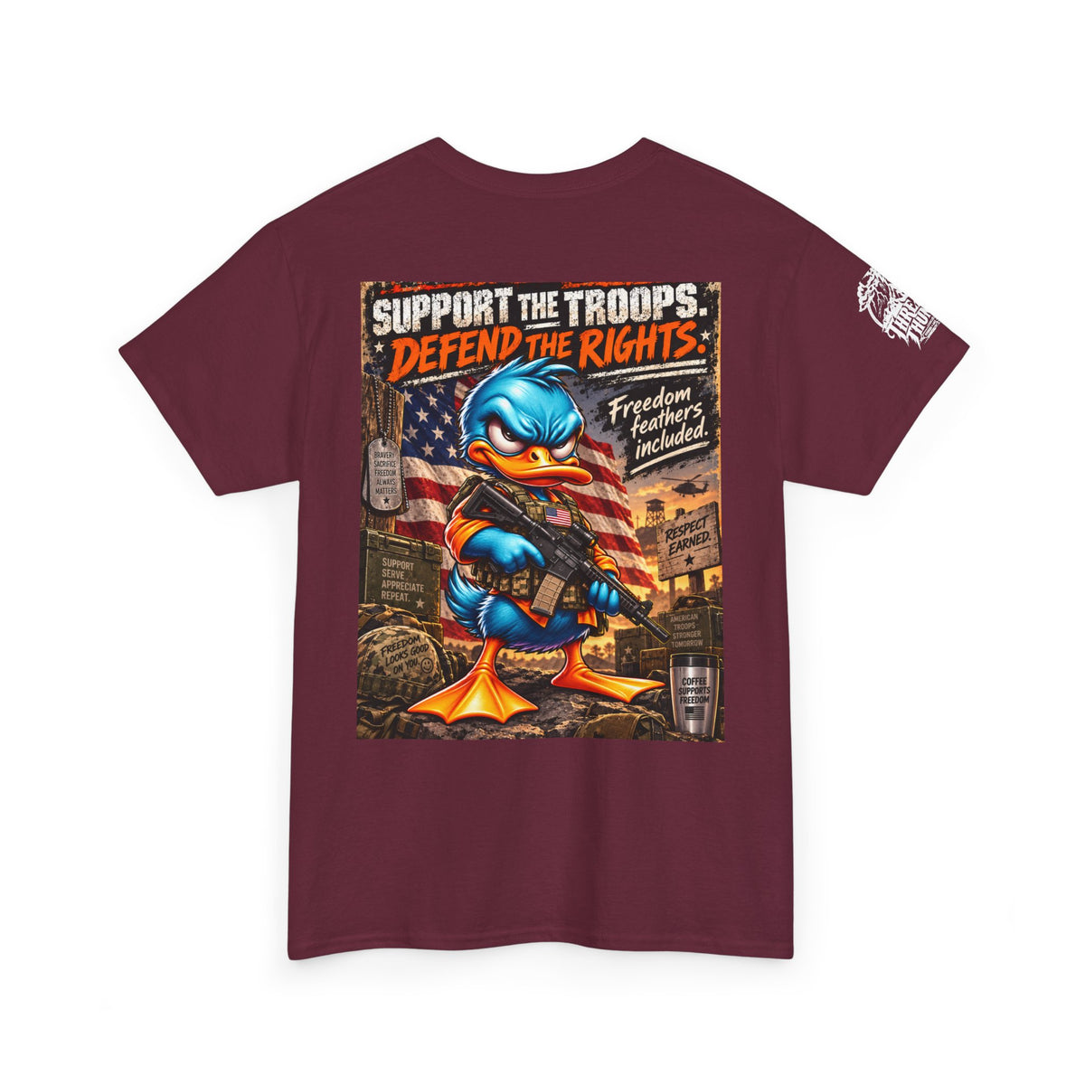 Support the Troops, Defend the Rights Back Graphic Tee