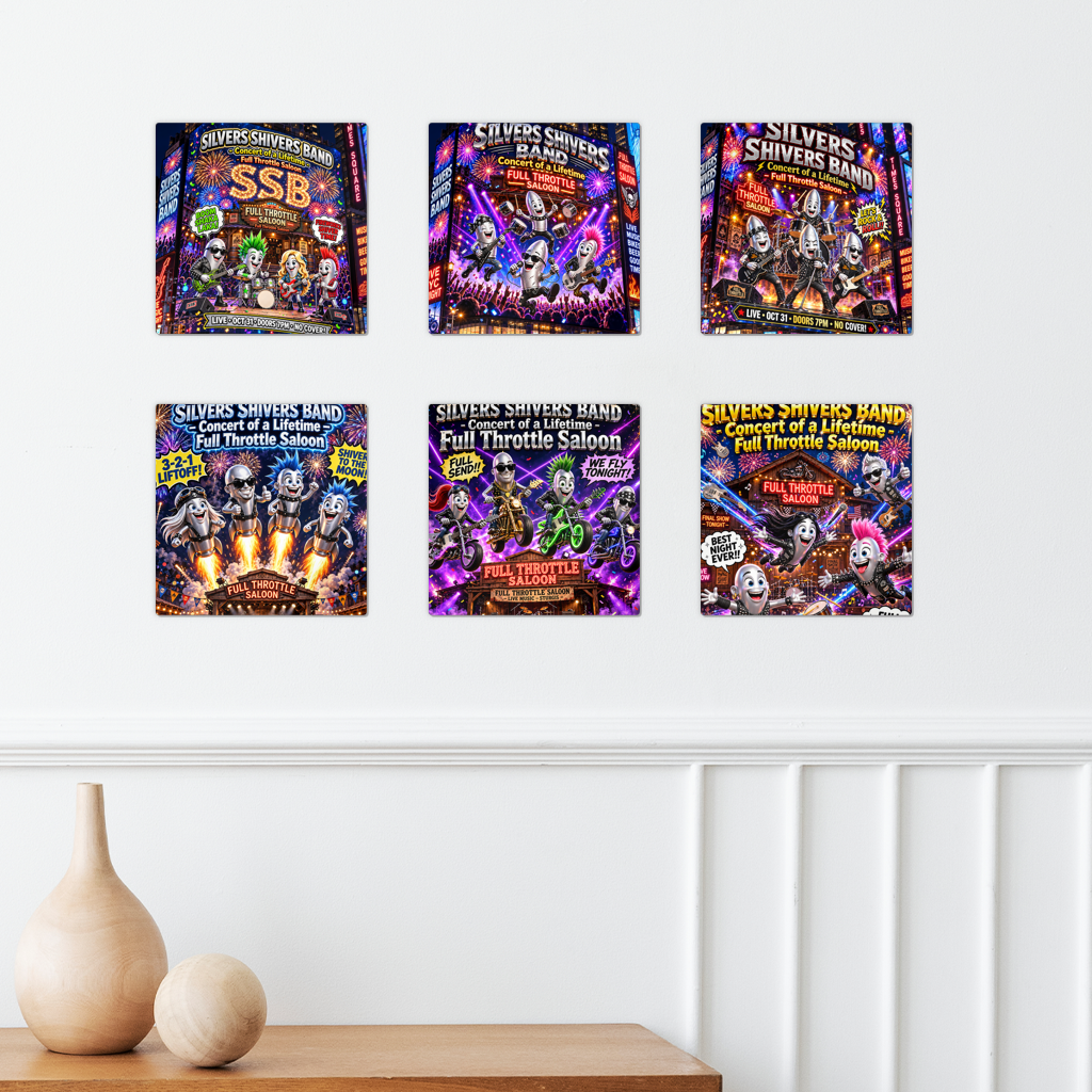 The Silver Shivers Band Square Wall Tiles Set of 6