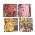 Trash Can Row Hardboard Coaster Set of 4