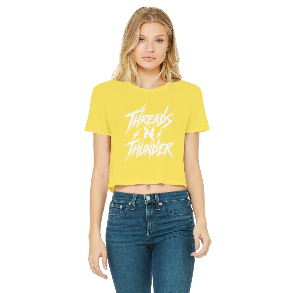 Falling Rocks COllection Classic Women's Cropped Raw Edge T-Shirt