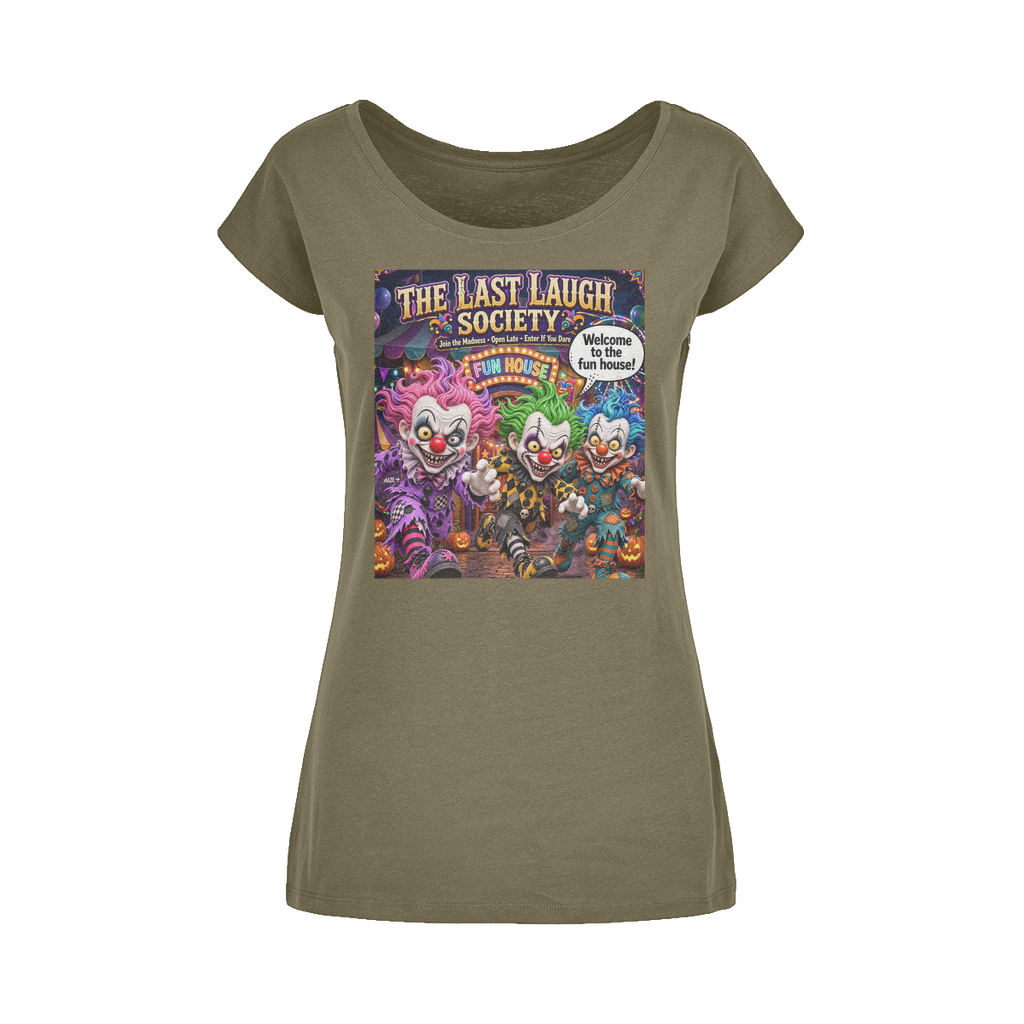 The Last Laugh Society Wide Neck Womens T-Shirt XS-5XL