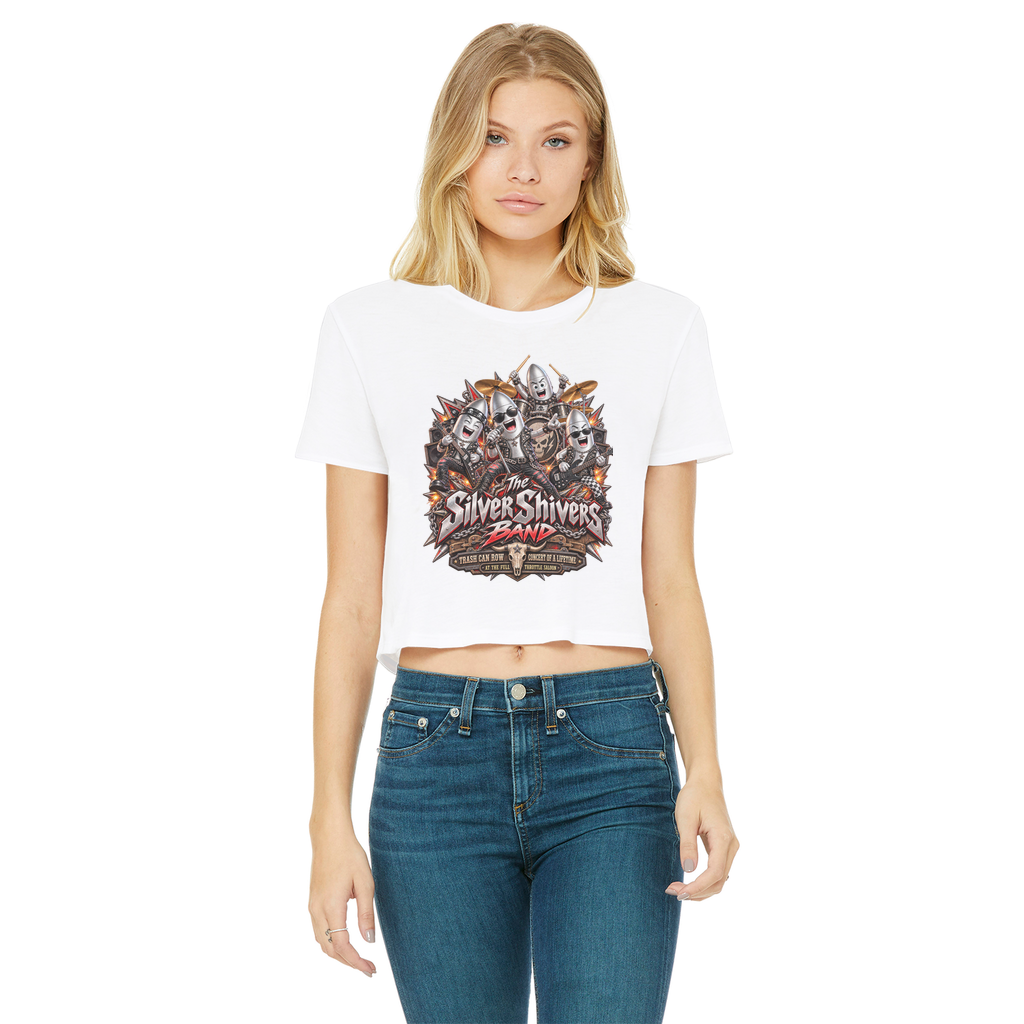 The Silver Shivers Band Classic Women's Cropped Raw Edge T-Shirt