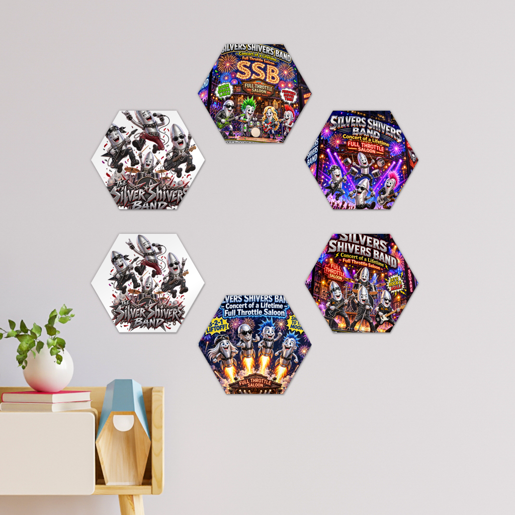The Silver Shivers Band Hexagon Wall Tiles Set of 6