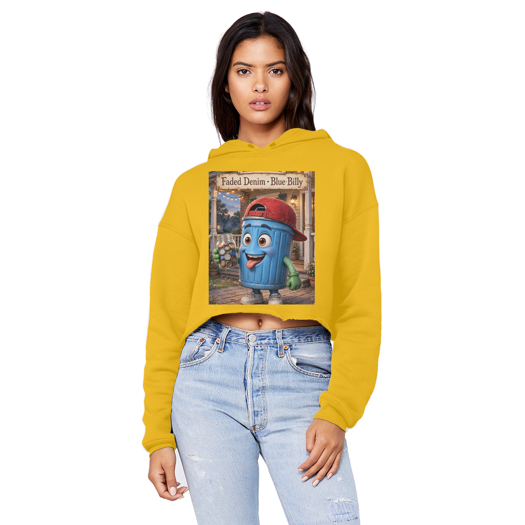 Trash Can Row – Cropped Raw Edge Boyfriend Hoodie