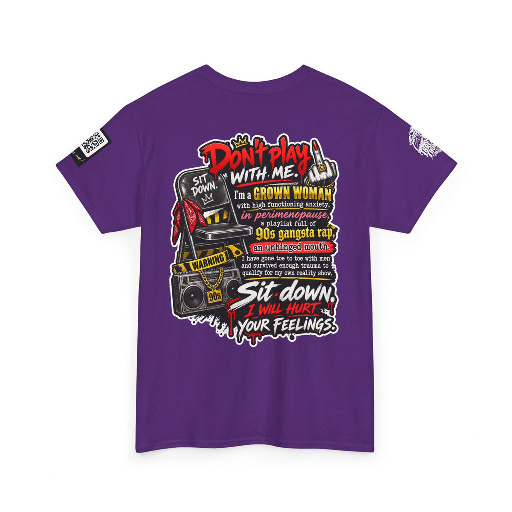 Grown Woman With Anxiety and 90s Gangsta Rap Back Graphic Tee