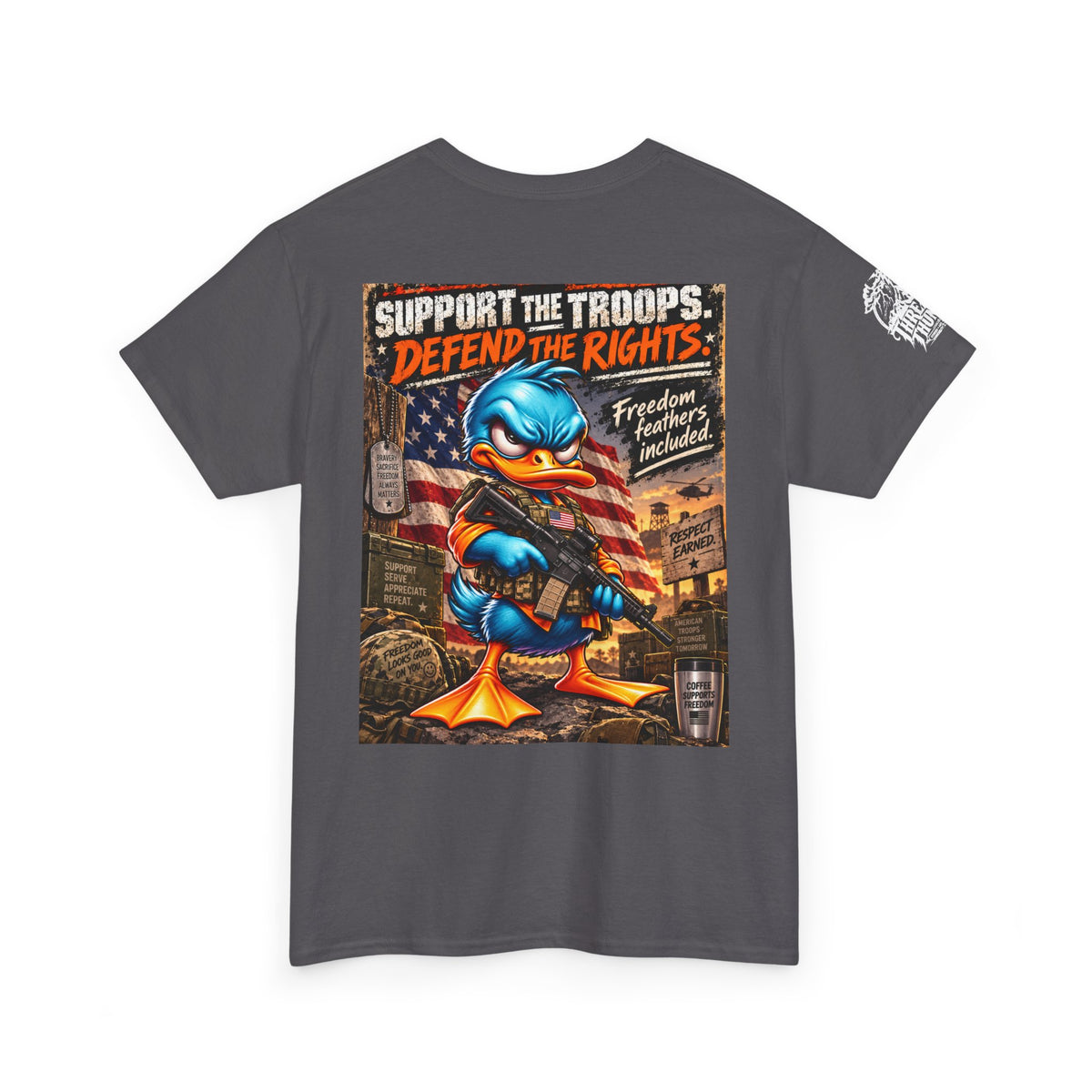 Support the Troops, Defend the Rights Back Graphic Tee