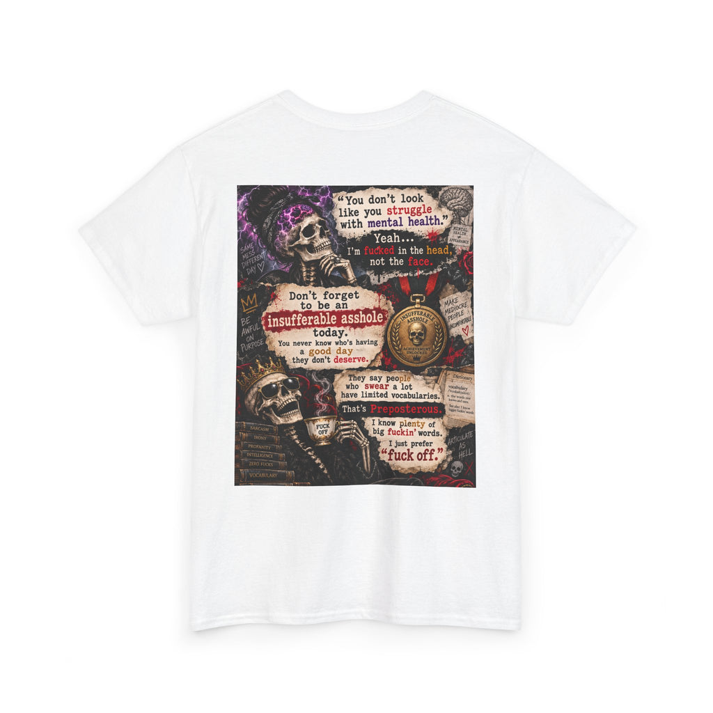 Mental Health Awareness T-Shirt — Gothic Skull Collage with Encouraging Quotes