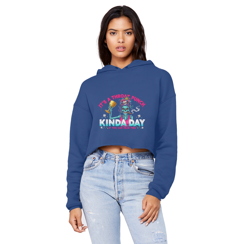 AOP Cropped Raw Edge Boyfriend Hoodie