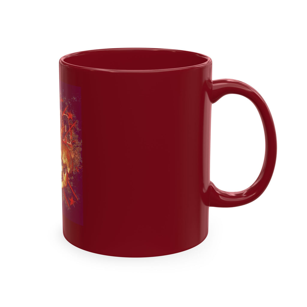 Skull Clash Ceramic Mug — Vintage Rock Tattoo Coffee Cup