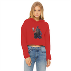 angry can man Ladies Cropped Raw Edge Hoodie