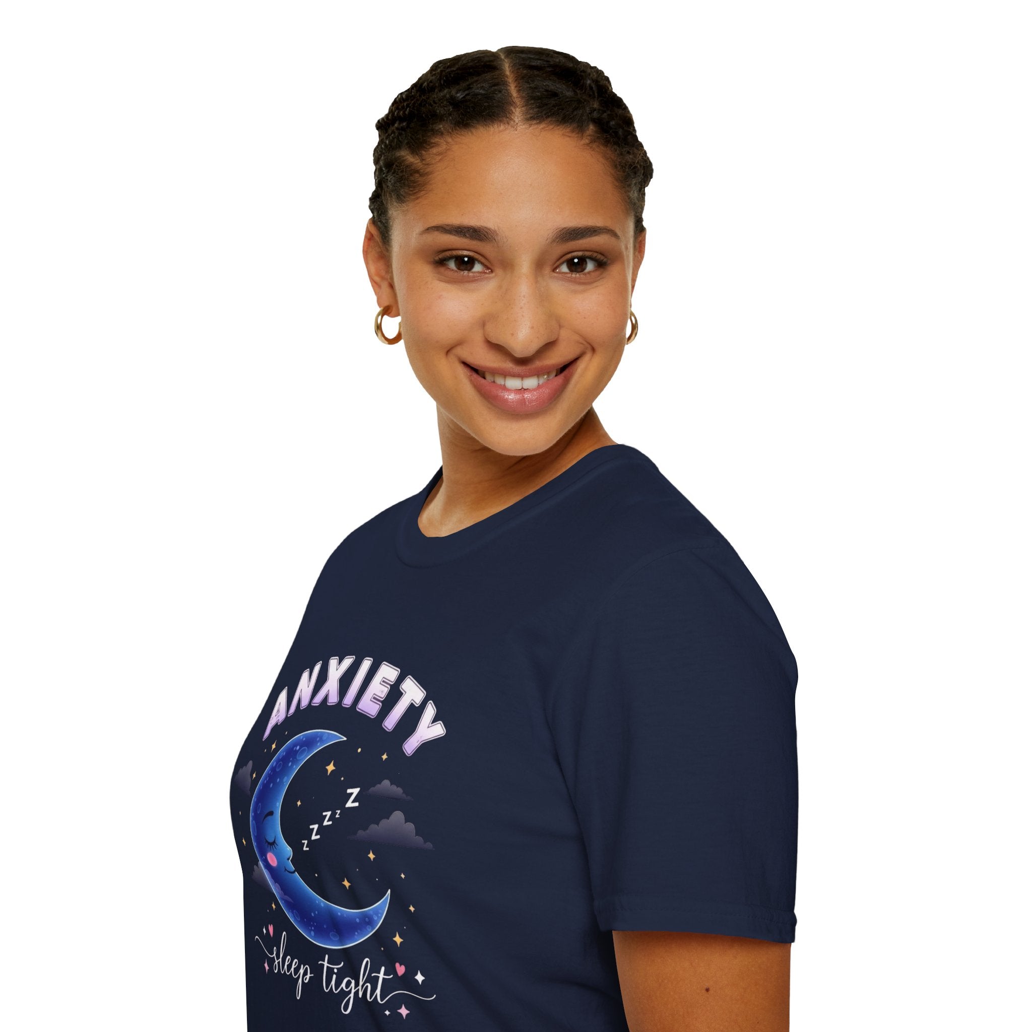 Anxiety Moon T-Shirt — 'Sleep Tight' Cute Moon & Stars Relaxation Tee