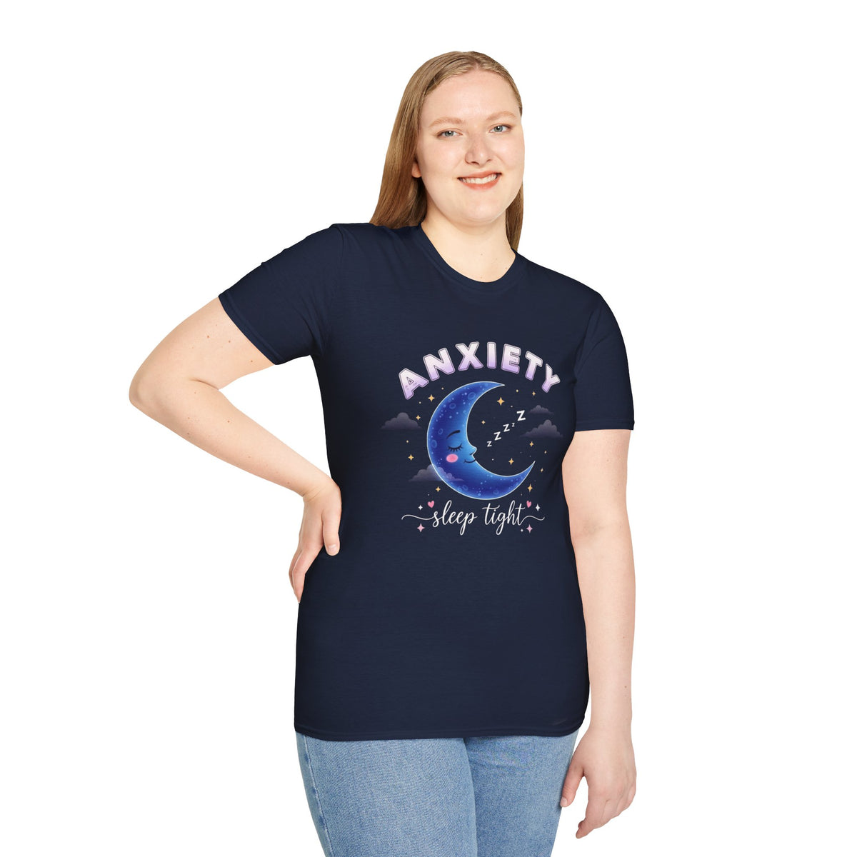 Anxiety Moon T-Shirt — 'Sleep Tight' Cute Moon & Stars Relaxation Tee