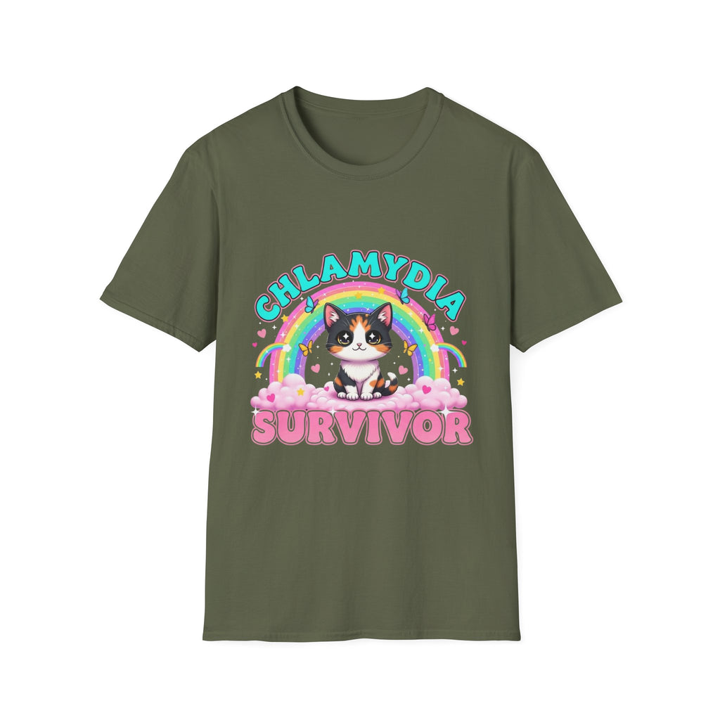 Chlamydia Survivor Cat T-Shirt — Cute Rainbow Calico Tee