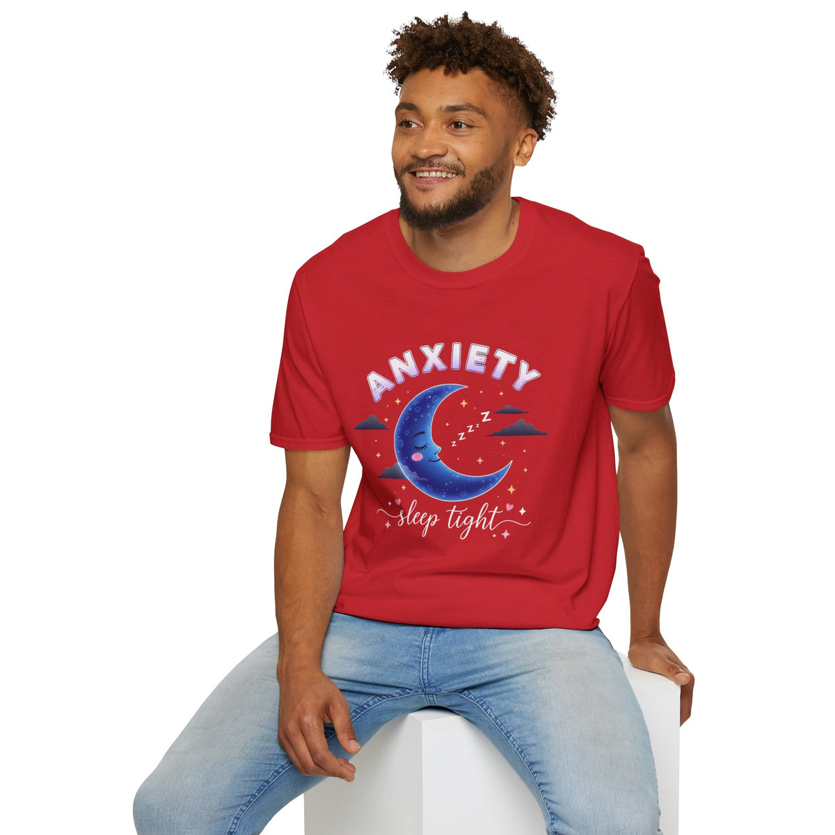 Anxiety Moon T-Shirt — 'Sleep Tight' Cute Moon & Stars Relaxation Tee