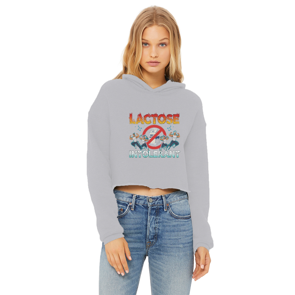 AOB Ladies Cropped Raw Edge Hoodie