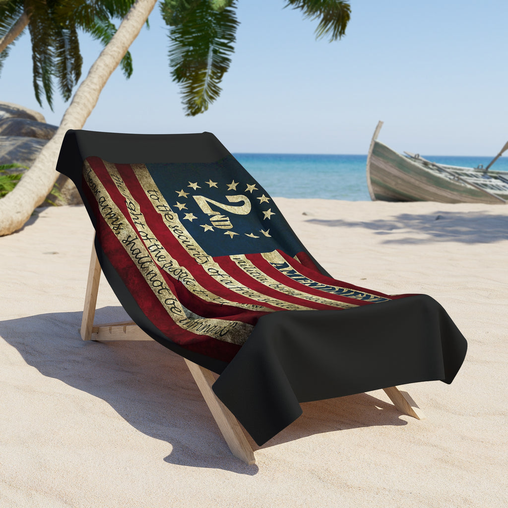 2nd Amendment American Flag Beach Towel — Patriotic Constitution Quote