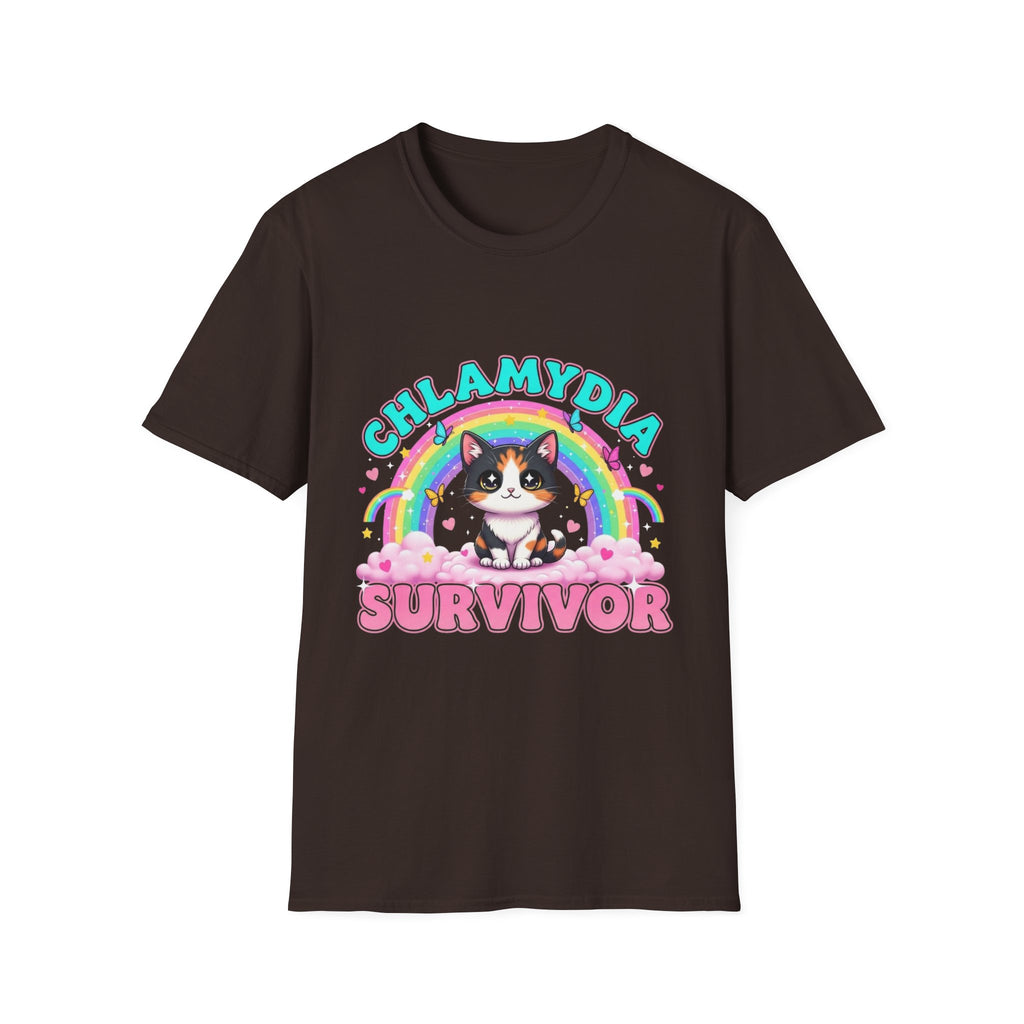 Chlamydia Survivor Cat T-Shirt — Cute Rainbow Calico Tee
