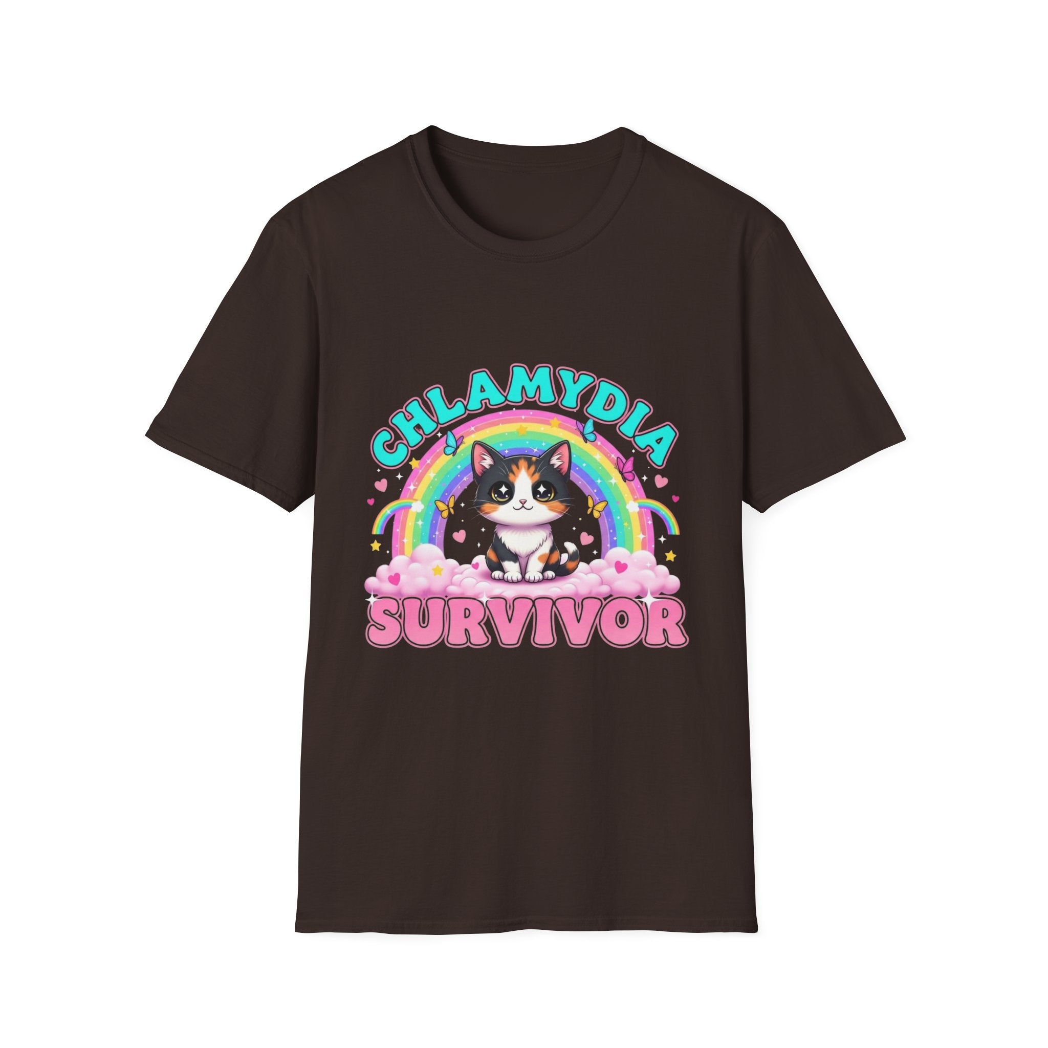 Chlamydia Survivor Cat T-Shirt — Cute Rainbow Calico Tee