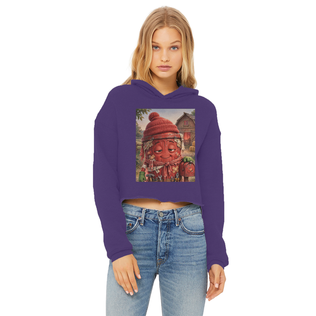 Trash Can Row – Ladies Cropped Raw Edge Hoodie