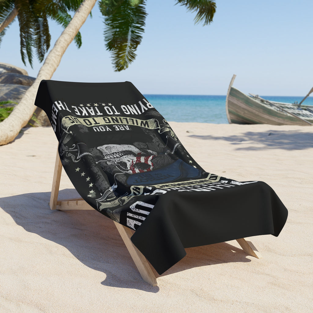 2nd Amendment Skull Beach Towel — "I’m Willing to Die Protecting My 2nd Amendment Rights" Patriotic Gun Rights Towel