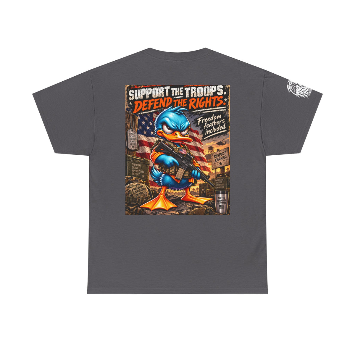Support the Troops, Defend the Rights Back Graphic Tee