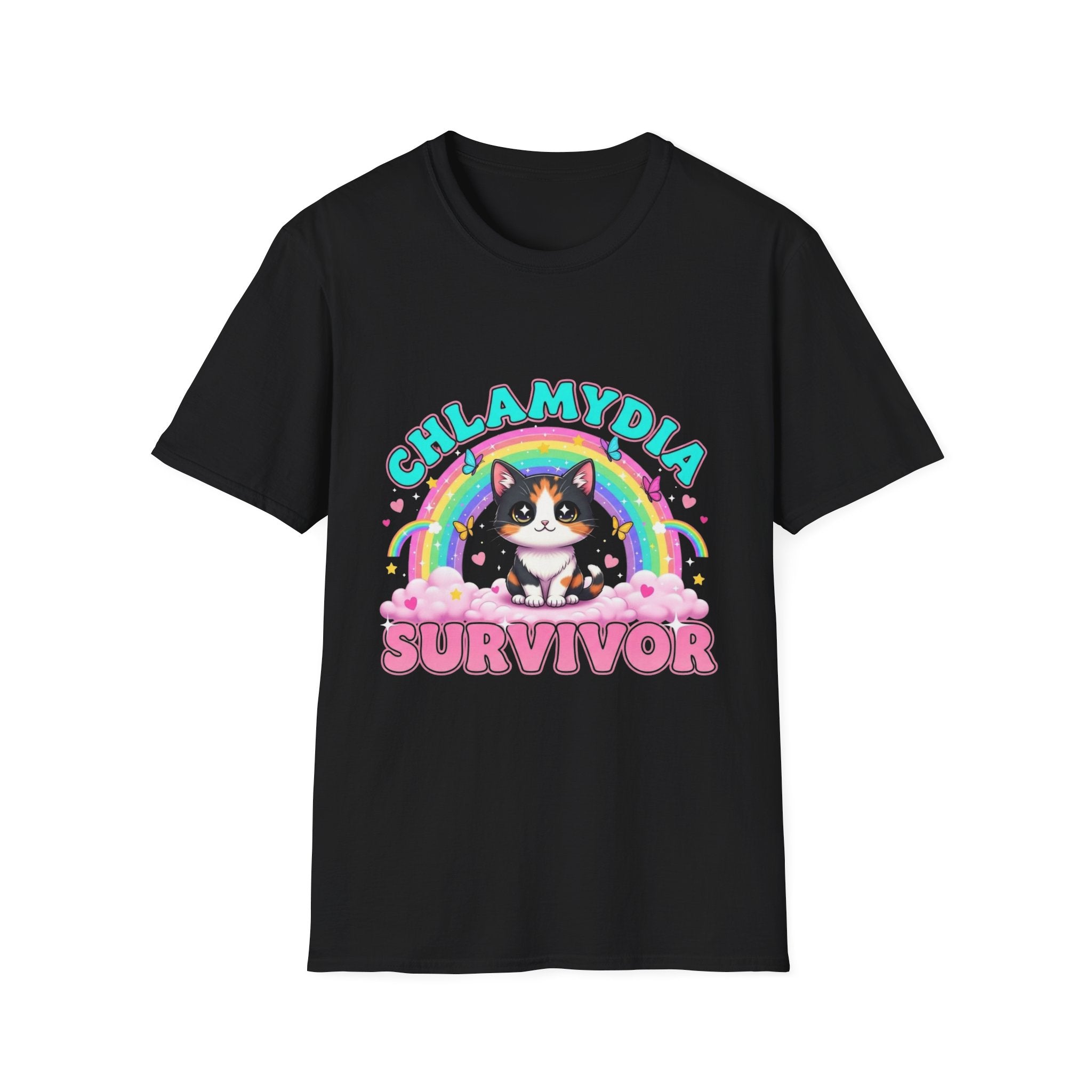 Chlamydia Survivor Cat T-Shirt — Cute Rainbow Calico Tee
