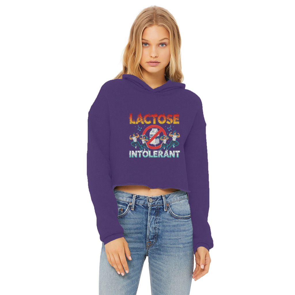 AOB Ladies Cropped Raw Edge Hoodie