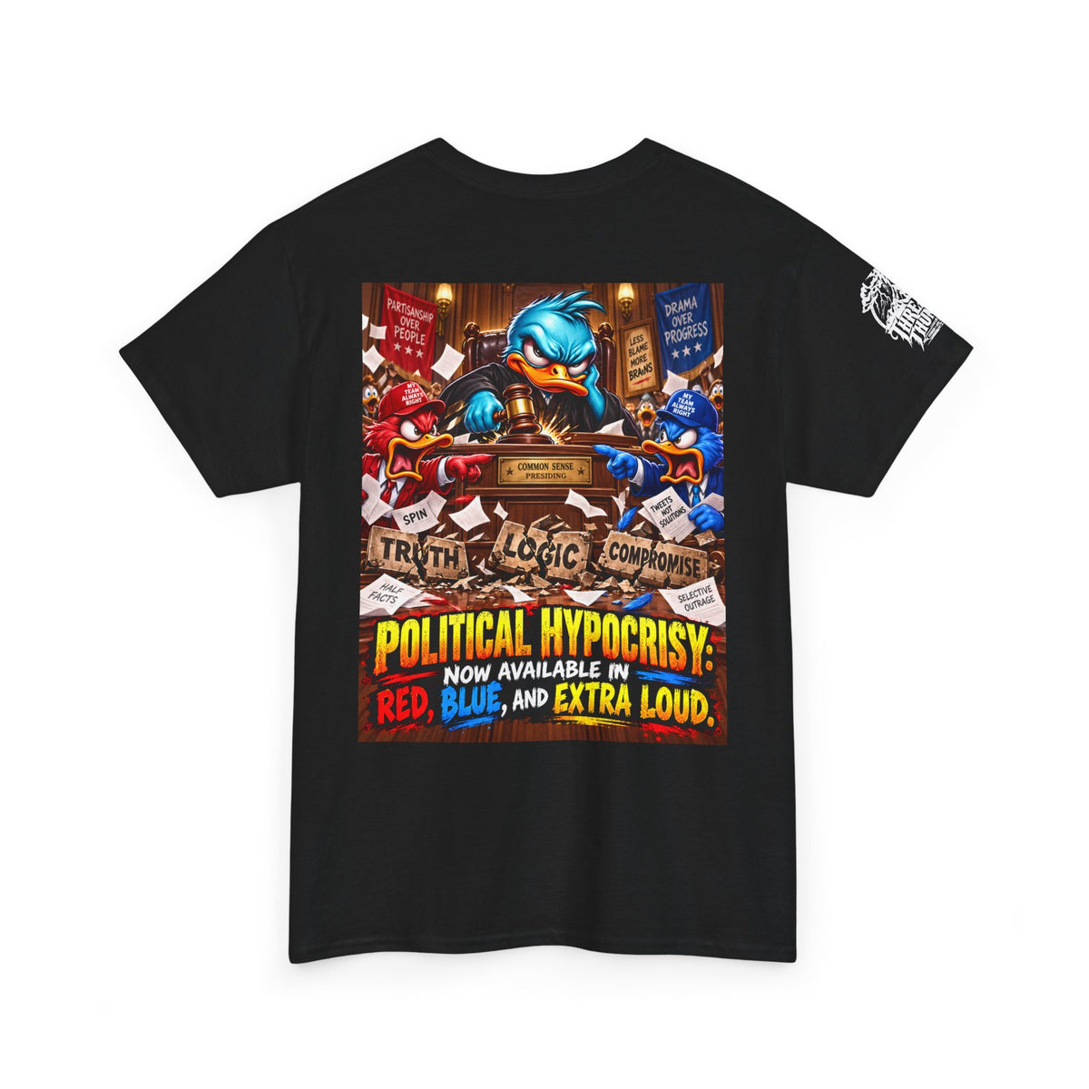 Political Hypocrisy — Red, Blue, and Extra Loud Back Graphic Tee