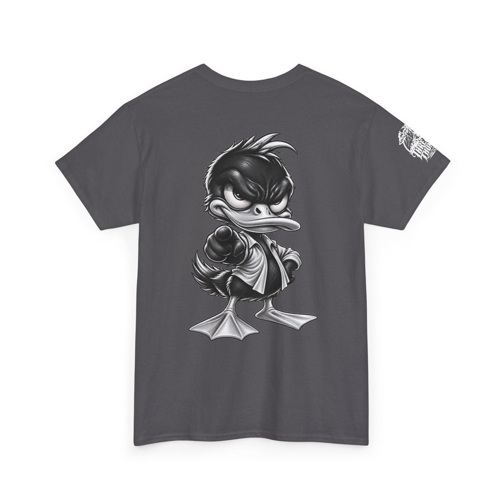 Monochrome Rebel Duck Character Back Graphic Tee