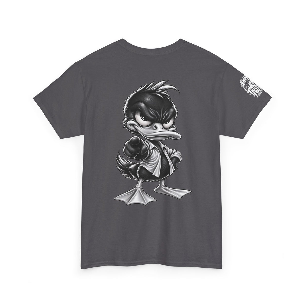 Monochrome Rebel Duck Character Back Graphic Tee