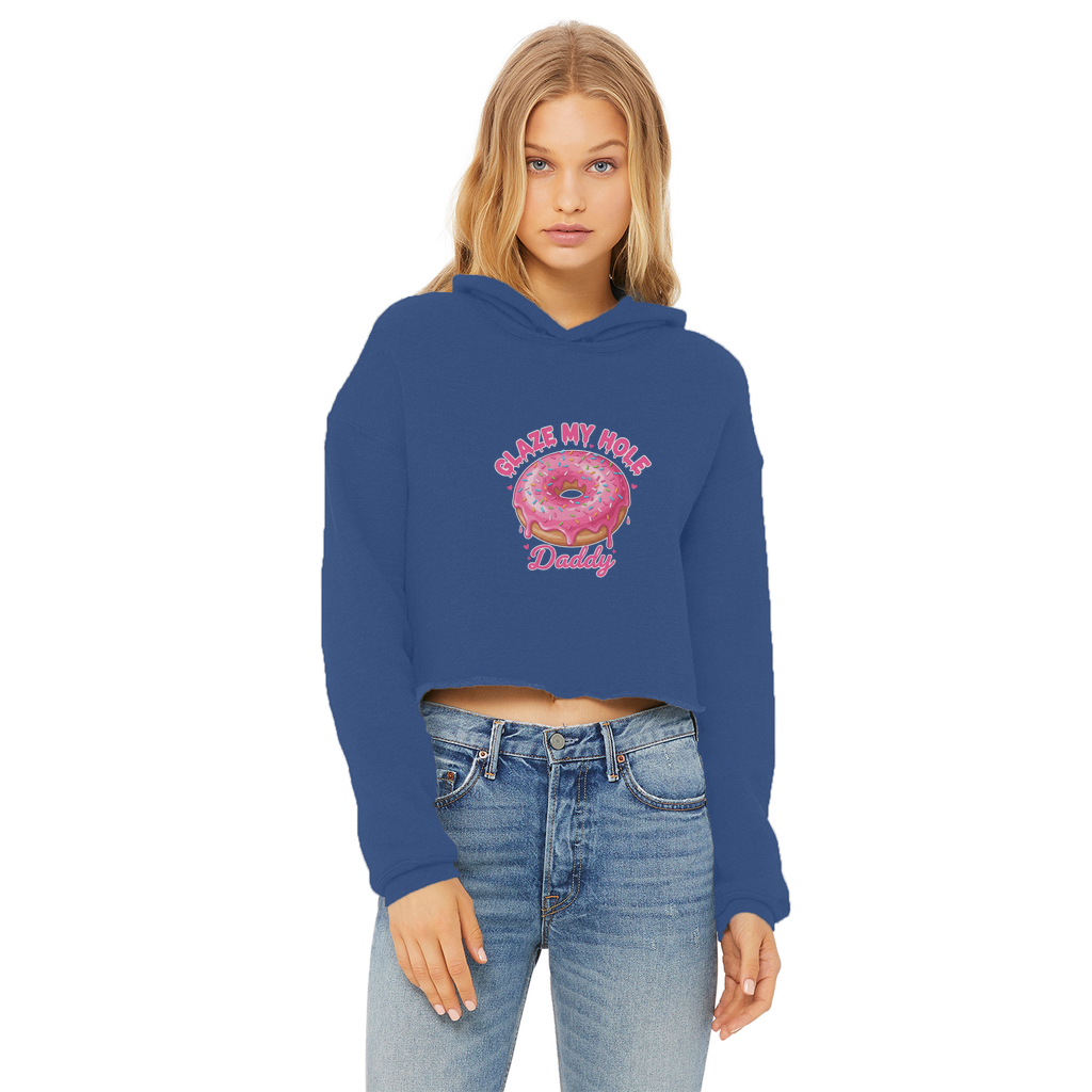 AOC Ladies Cropped Raw Edge Hoodie