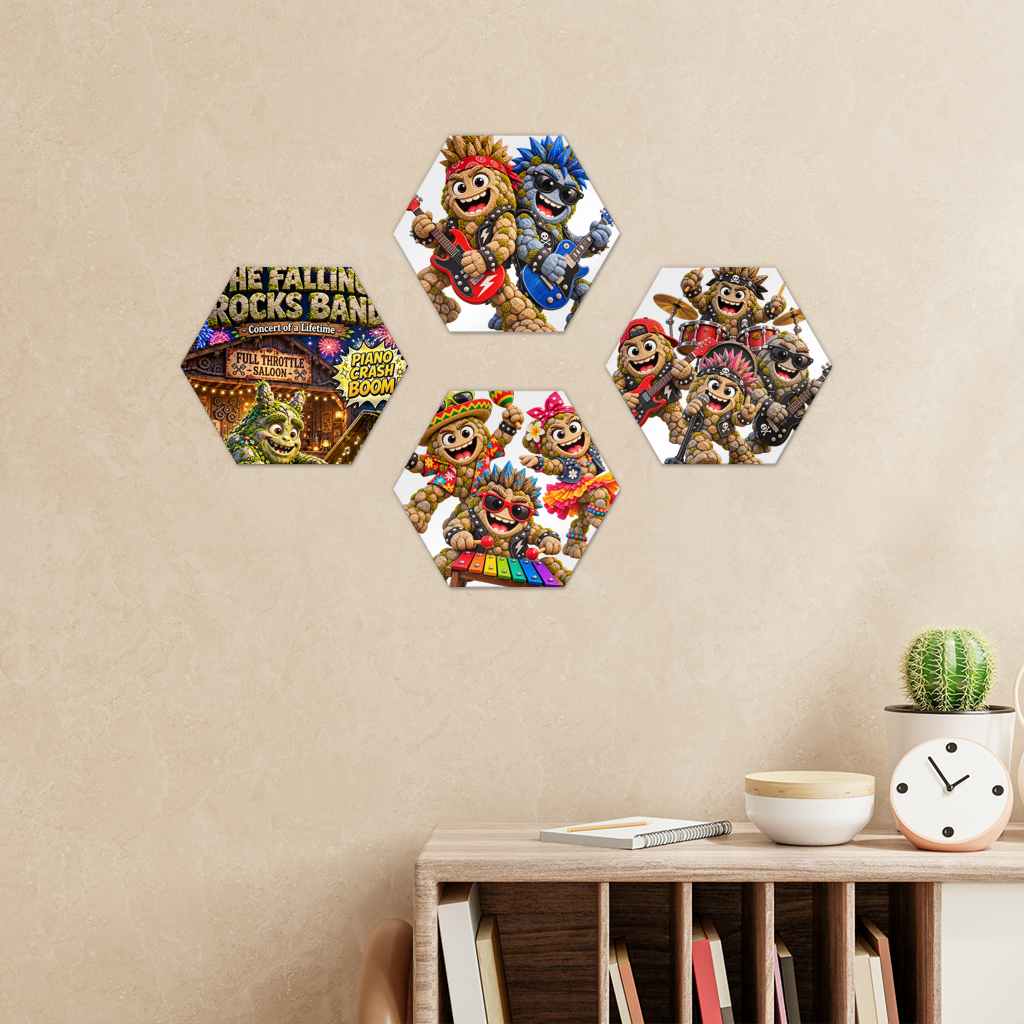 Falling Rocks Collection Hexagon Wall Tiles Set of 4