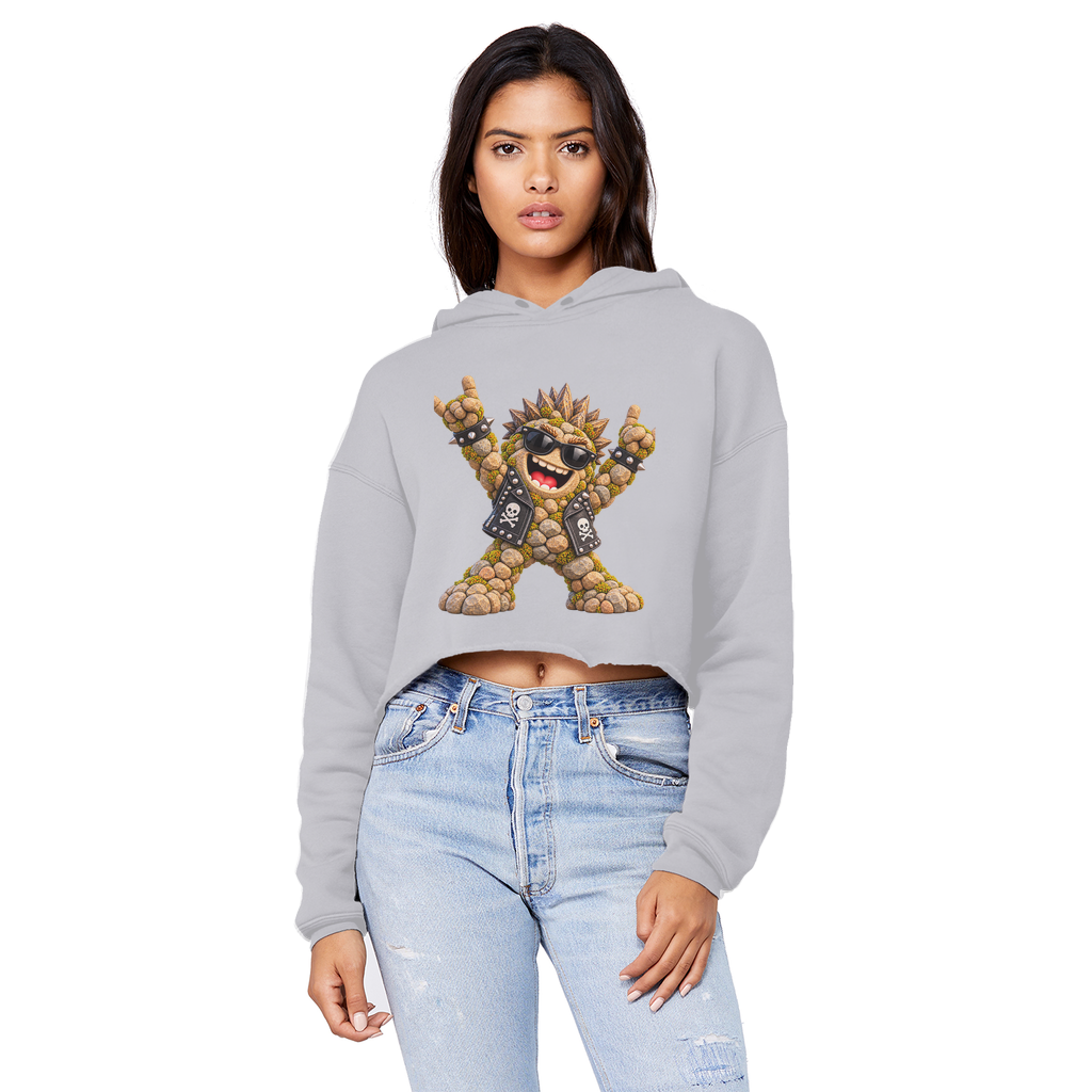 Falling Rocks COllection Cropped Raw Edge Boyfriend Hoodie