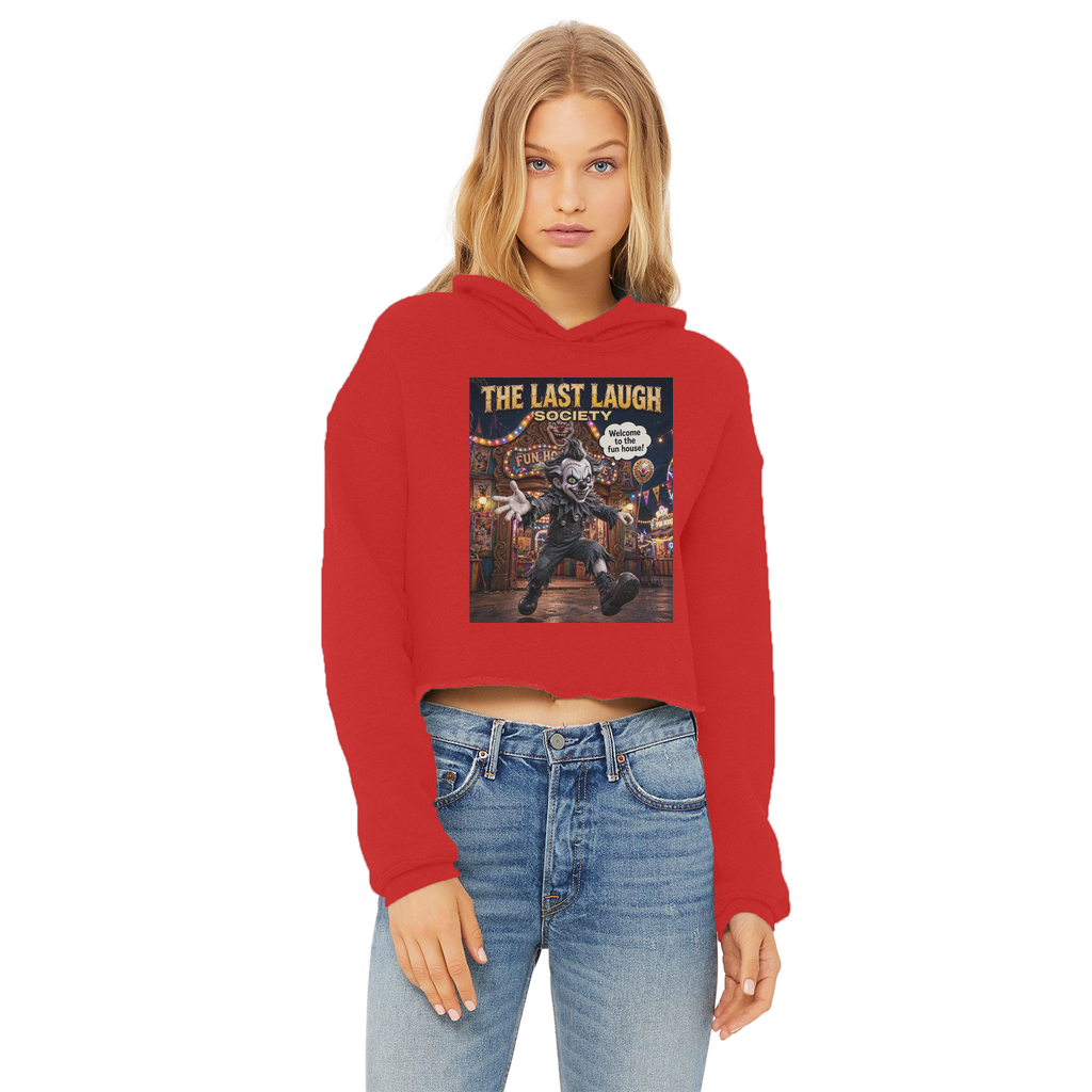 The Last Laugh Society Ladies Cropped Raw Edge Hoodie