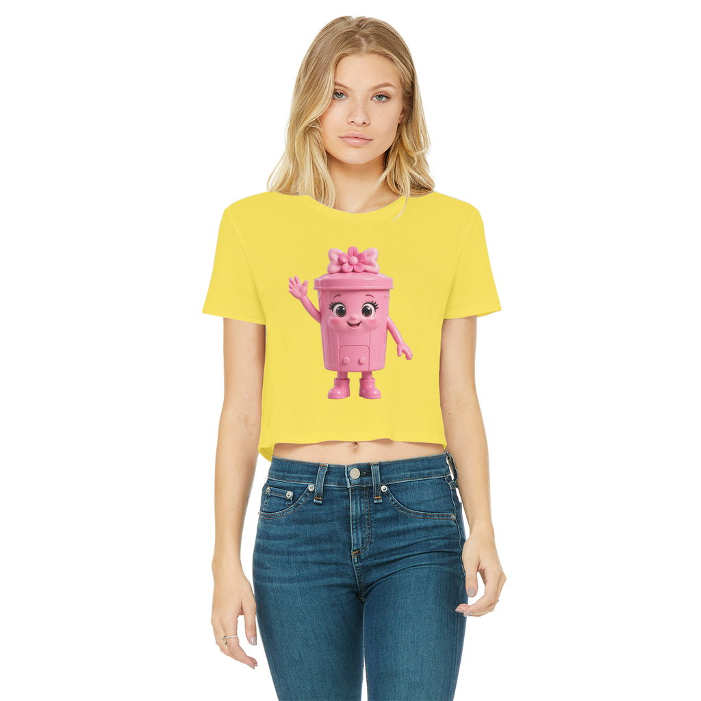Trash Can Row – Classic Women's Cropped Raw Edge T-Shirt