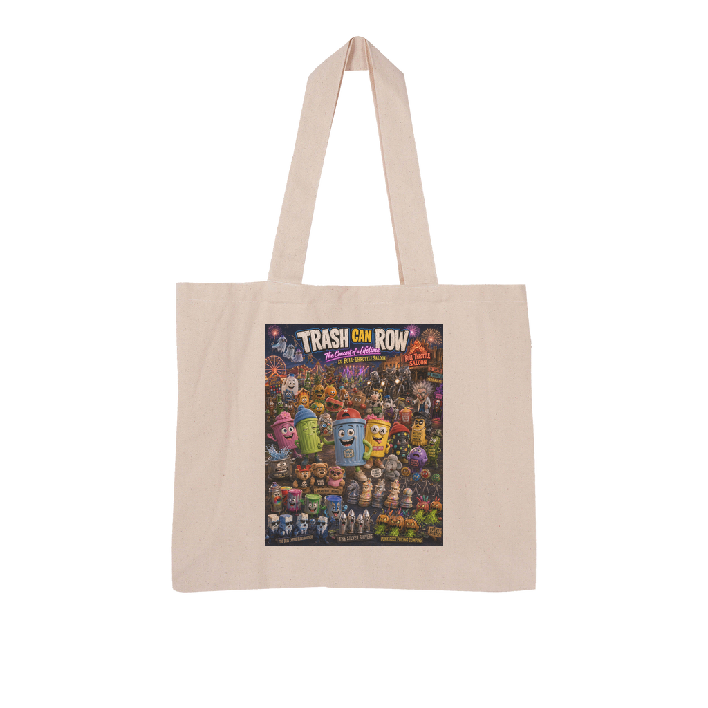 Trash Can Row CONCERT FOR A LIFETIME Large Organic Tote Bag