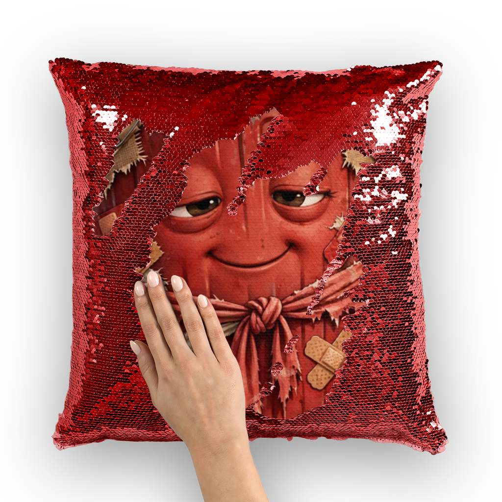 Trash Can Row Sequin Cushion Cover