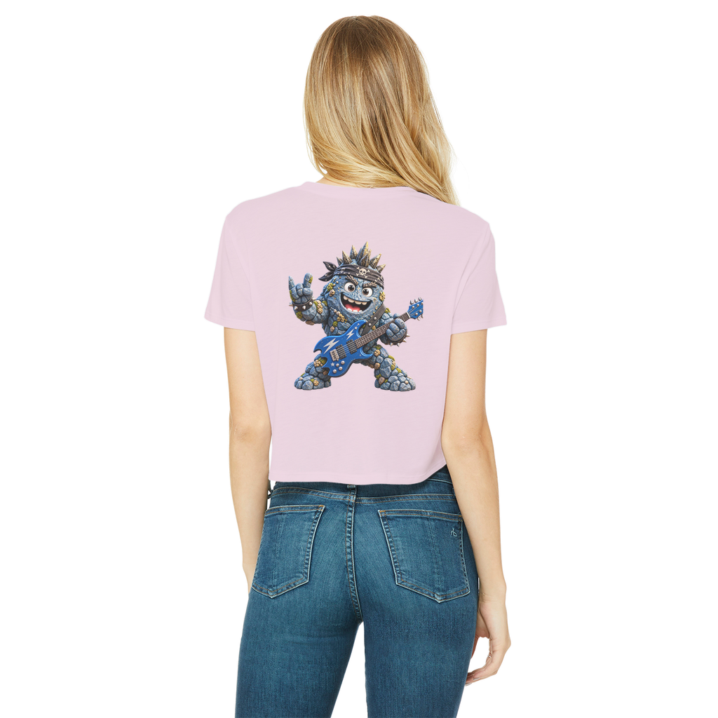 Falling Rocks COllection Classic Women's Cropped Raw Edge T-Shirt